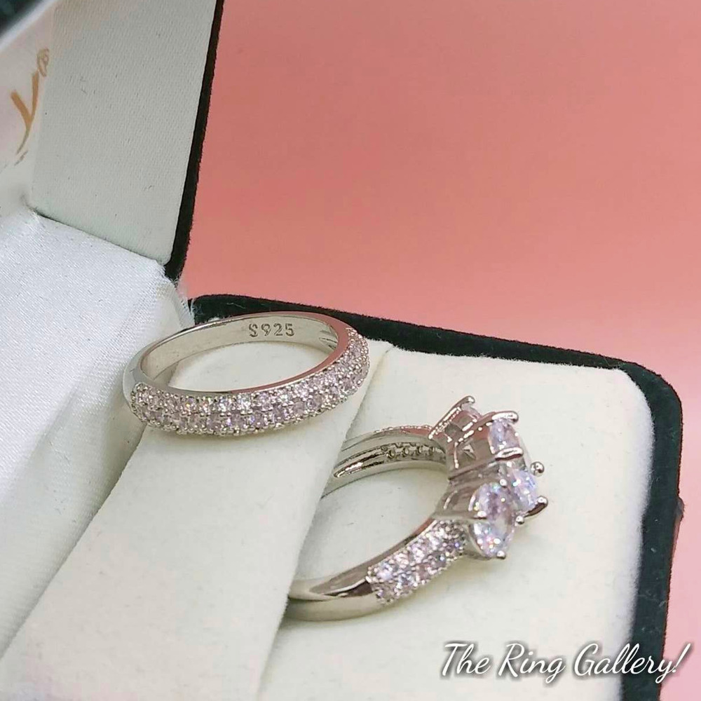 Wedding Ring Set STERLING SILVER size 6,7,8,9,10